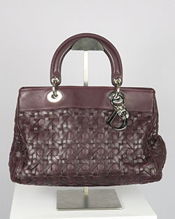 Woven Lady Dior Avenue Tote,Leather,Burgundy,M,96-MA-0088